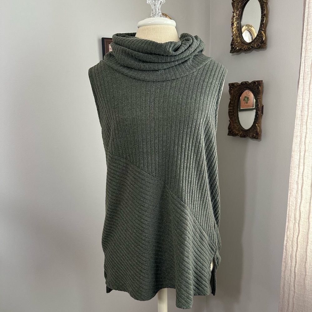 Sunday in Brooklyn Forest Green Emelia Sleeveless Cowl Neck Sweater
